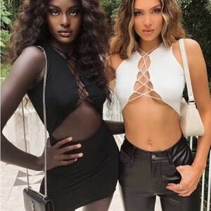 TIGER MIST Black Brunar Lace Up Mini Dress